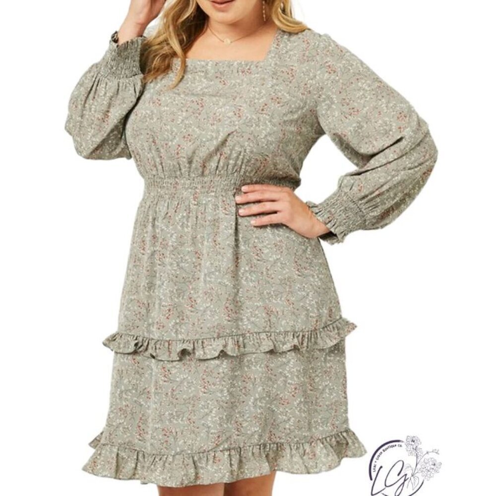 Hayden Fluttering Floral Long Sleeve Dress Size 1X